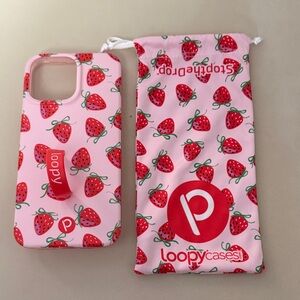 Loopy Case Pink Strawberry Design Phone Case